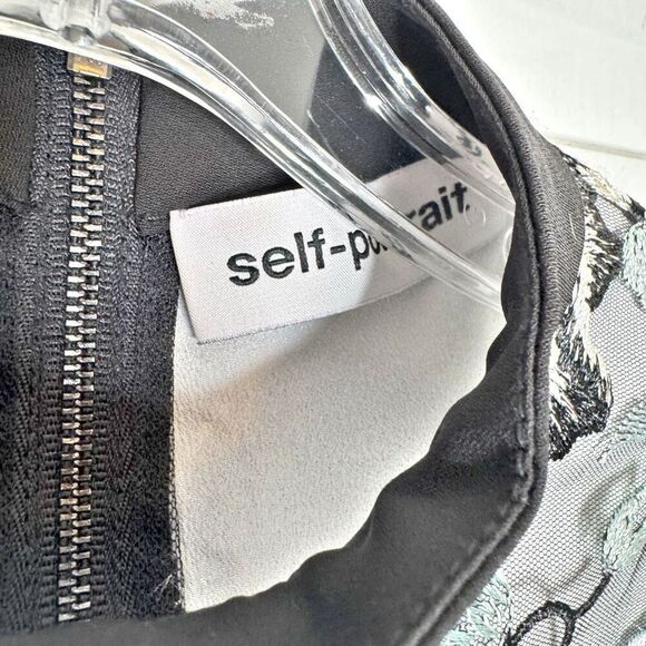 Self-Portrait Lucia Floral Embroidery Ruffle Lace Trim Cocktail Party Blouse 4 - Picture 7 of 11